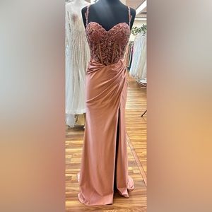 Long copper Cinderella divine gown